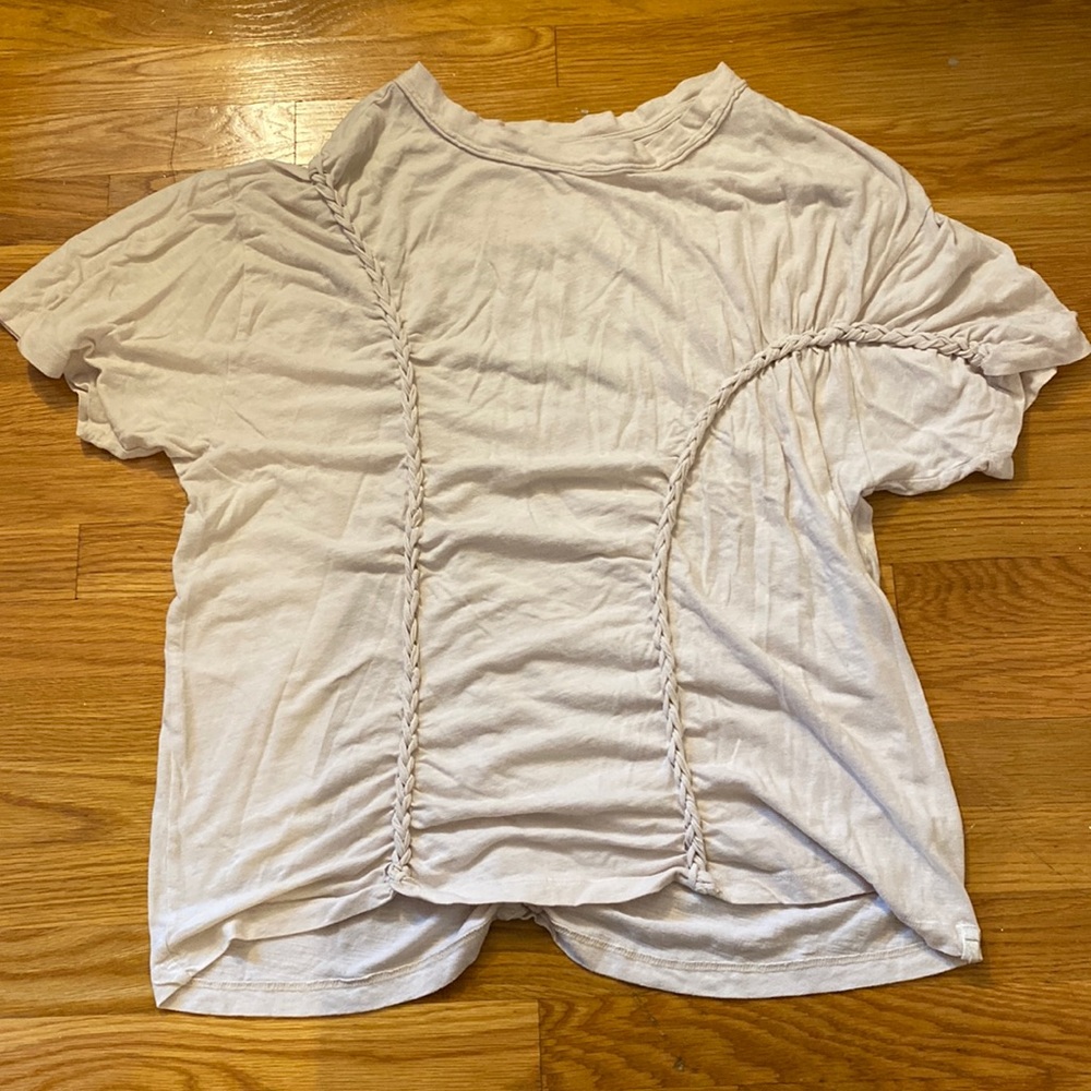 WE THE FREE / FREE PEOPLE cream tshirt with braided detail